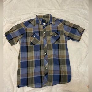 Wrangler Men's Western Pearl Snap Plaid Shirt